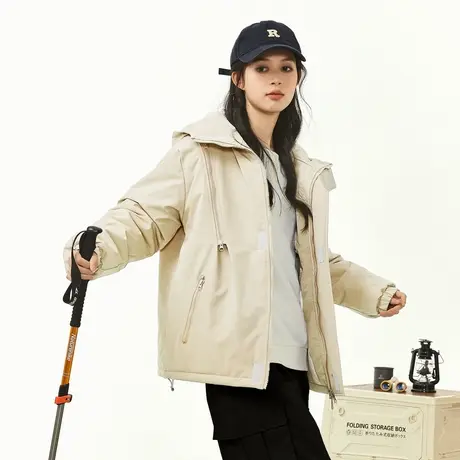 唐狮工装夹克外套女新款设计感春秋季户外冲锋少年上衣商品大图