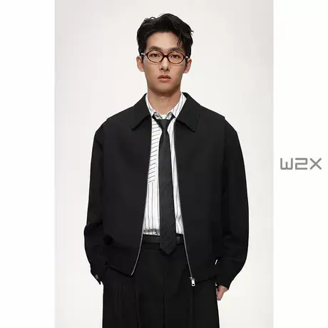 w2x2025春秋季新款拼接风格商务休闲夹克外套男时尚百搭青年上衣商品大图