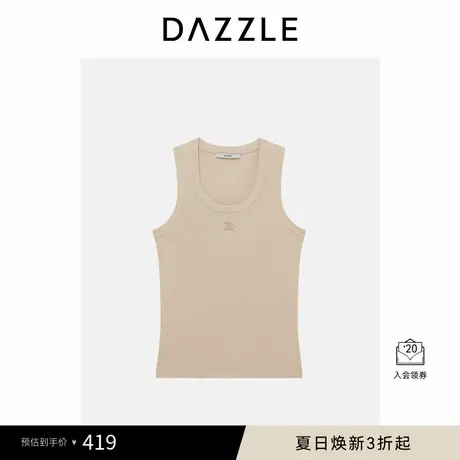 DAZZLE 地素奥莱毛衫无袖春季浅卡其色毛织无袖商品大图