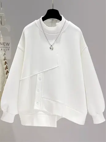 2023秋季新款半高领薄款卫衣韩版女装春秋短款宽松套头外套上衣潮商品大图