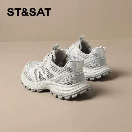 星期六时尚厚底老爹鞋女款2025新款秋季银色轻便舒适运动休闲鞋子商品大图