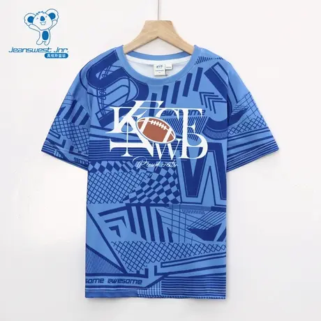 JJ真维斯男童夏季款 创意新款个性图案满身印花套头短袖T恤图片