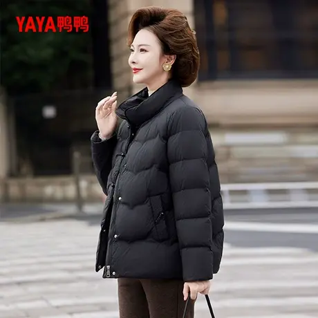 YAYA鸭鸭中长款羽绒服女款2025中年妈妈毛领连帽冬装中老年人外套商品大图