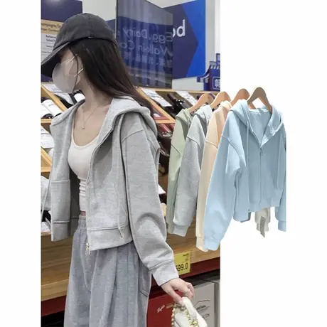 NOW真维斯连帽卫衣女2025新款春秋季小个子拉链开衫外套上衣穿搭商品大图