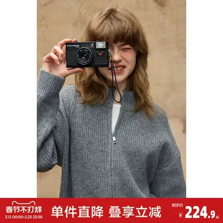 唐狮2026春季新款情侣毛衣针织开衫立领拉链韩系休闲外套百搭学生商品大图