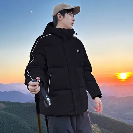 唐狮冬季新款羽绒服男连帽印花短款宽松面包服运动加厚外套潮TD商品大图