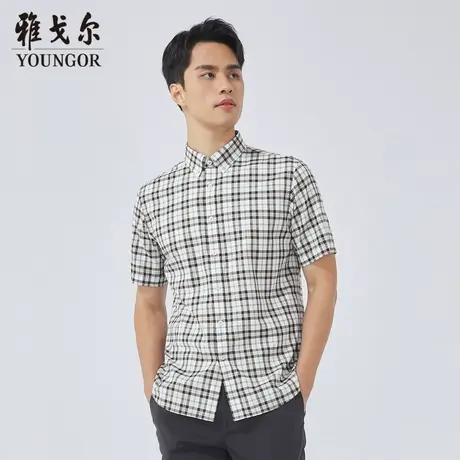 雅戈尔奥莱 商场同款男士短袖衬衫新款官方正品商务休闲短袖衬衫商品大图