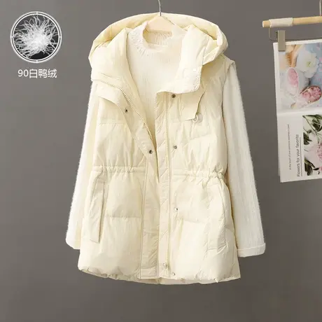 白鸭绒2023新款连帽羽绒马甲女中长款秋冬外穿马夹加厚坎肩外套潮商品大图
