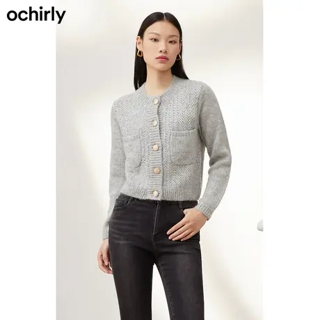 ochirly欧时力 安哥拉山羊毛针织外套女新款秋装上衣开衫时尚商品大图