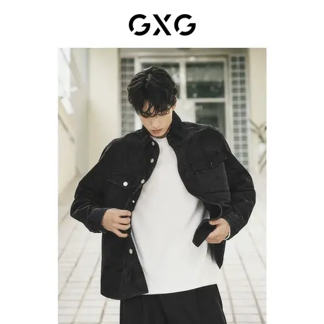 【龚俊心选】GXG男装 满印潮流宽松牛仔衬衫式翻领夹克外套男S图片