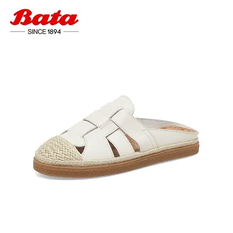 奥莱Bata渔夫拖鞋女春季新款包头编织羊皮时装罗马凉拖鞋R6131AH3图片