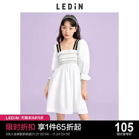 乐町设计感连衣裙休闲春夏新款女装白色初恋旅行遮肉商品大图
