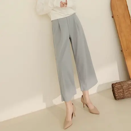 桔熊秋季通勤九分裤子女不易皱高腰宽松直筒裤胖妹妹大码BA7369图片