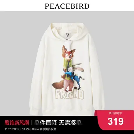 【商场同款】太平鸟疯狂动物城联名2023年春季新款领带连帽卫衣图片