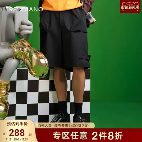 TRENDIANO官方夏季男装新款时尚潮流短裤透气宽松休闲中裤商品大图