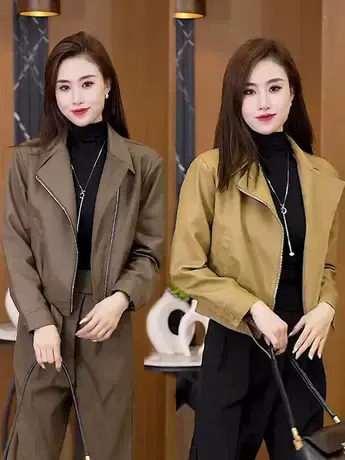 2023早秋季新款高级感炸街小皮衣外套女今年流行小个子气质夹克潮图片