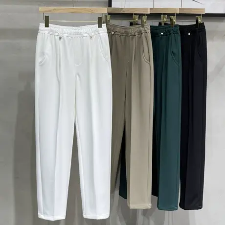 松紧腰厚款毛呢子休闲裤秋冬季男款直筒拖地男生宽松阔腿运动卫裤商品大图