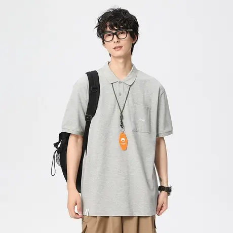 男士日系纯棉polo衫男夏季薄款灰色短袖t恤2023新款夏天衣服男款商品大图