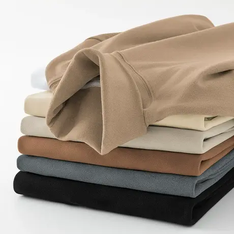 重磅双面德绒t恤男士长袖高领小衫秋冬内搭打底衫加绒保暖秋衣服图片