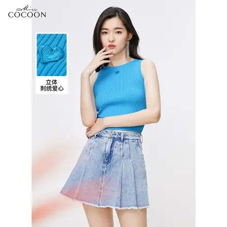 missCOCOON无袖针织背心女2023新款夏季时尚修身内搭打底吊带上衣商品大图