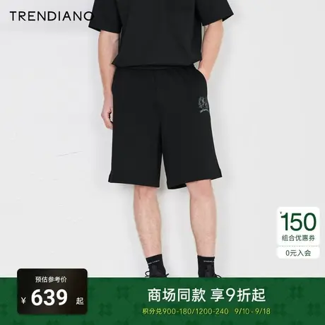 TRENDIANO官方2023新款春夏字母刺绣宽松休闲短裤男时尚商品大图