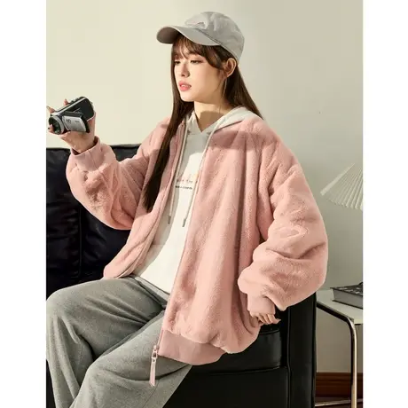 唐狮仿皮毛一体外套女装秋冬新超好看网红风秋冬季加厚棒球服图片