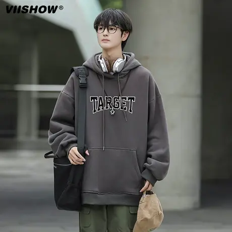 VIISHOW日系慵懒卫衣男连帽潮牌宽松大码学生潮流春秋冬百搭帽衫商品大图