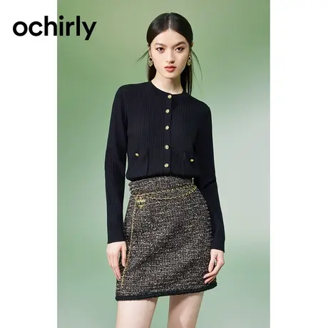 【品牌甄选】ochirly欧时力 慵懒风小香风针织开衫女2023新款秋装商品大图