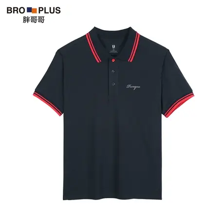 胖哥哥大码polo衫男刺绣上衣宽松休闲加肥加大胖子翻领短袖T恤图片