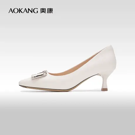 【门店发货】奥康女鞋 2024春季新款方扣法式尖头女士聚会单鞋商品大图