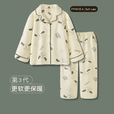 Pinksea睡衣女款2024新款春秋可外穿加厚暖绒套装秋冬可爱家居服商品大图