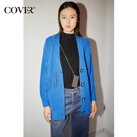 【昕怡粉丝专享】恩裳COVER冬季纯羊毛不规则提花开衫针织衫商品大图