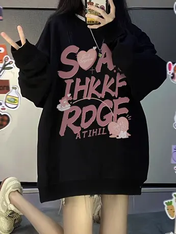 艺术生奶甜圆领卫衣女小个子宽松慵懒风春秋款高级感超好看外套商品大图