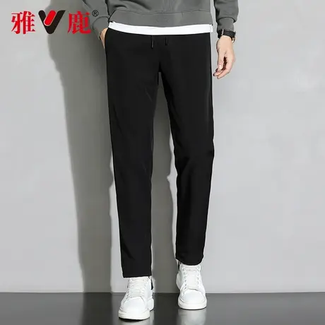 雅鹿休闲长裤男士春秋宽松纯色简约百搭秋冬加绒加厚保暖裤子男生商品大图