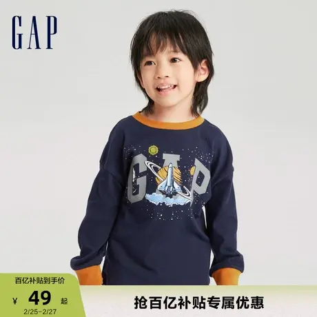 Gap男幼童春秋LOGO纯棉长袖T恤洋气儿童装微弹舒适运动上衣753648商品大图