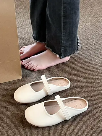 女鞋2024新款夏季外穿不累脚上班一脚蹬单鞋半拖软底包头平底凉鞋商品大图