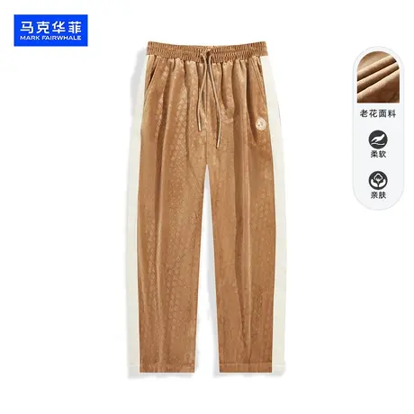 商场同款马克华菲2023秋冬新款荷兰绒加厚休闲裤时尚织带运动长裤图片