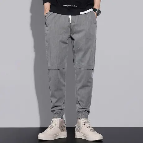 休闲长裤子男士2023新款秋季潮流宽松运动裤抽绳束脚小脚九分卫裤图片