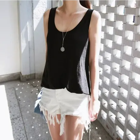 纯棉宽松背心百搭休闲大码打底胖妹妹mm女式运动夏季外穿无袖t恤商品大图