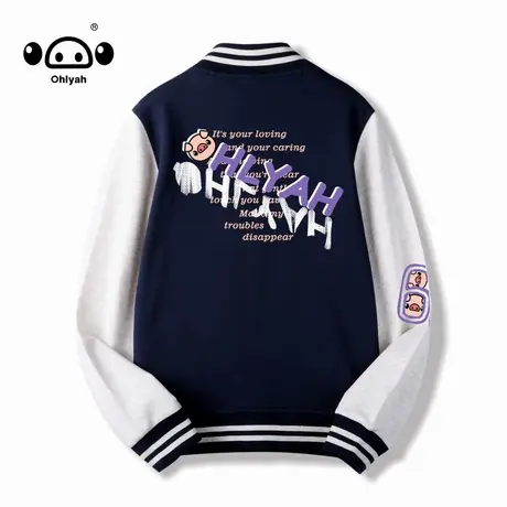 日系潮牌春秋季拼接情侣纯棉棒球服女夹克高级感潮流宽松ins外套商品大图