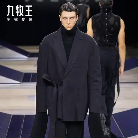 [时尚秀款]九牧王男装休闲西服春夏新款时尚牛仔系带西装外套DN图片