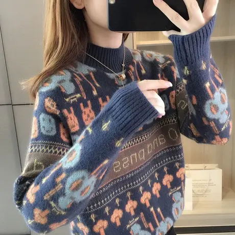 毛衣女秋冬加厚爆款2022年新款时尚洋气红色本命年打底衫女冬季图片