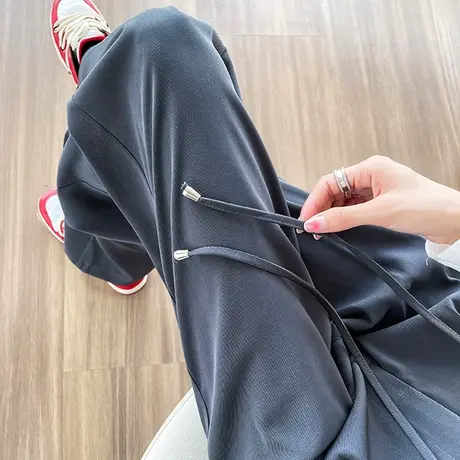 灰色西装阔腿裤女2023年春秋新款高腰垂感直筒宽松显瘦休闲拖地裤商品大图