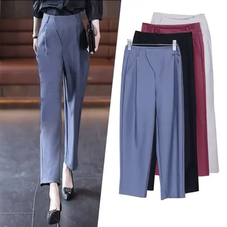 哈伦裤女2023新款春夏季高腰显瘦镰刀裤时尚气质百搭休闲九分西裤商品大图
