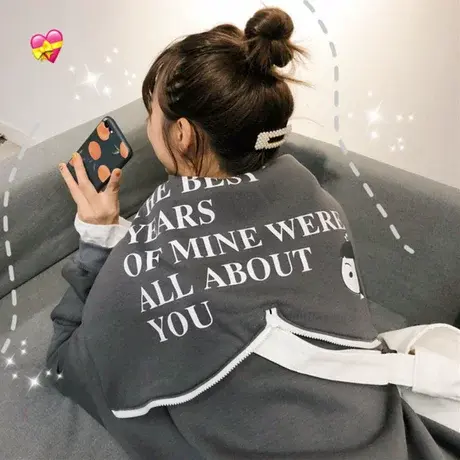 假两件卫衣女2020新款潮秋冬韩版宽松加绒加厚ins超火cec外套洋气商品大图