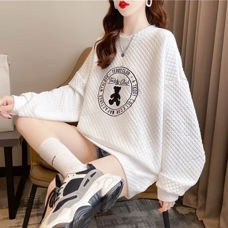 早秋装华夫格卫衣女春秋季韩版宽松初秋百搭学生ins上衣服外套潮图片