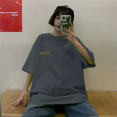 夏季新款小众设计感薄款ins潮宽松上衣服别致甜酷白色短袖T恤女装图片