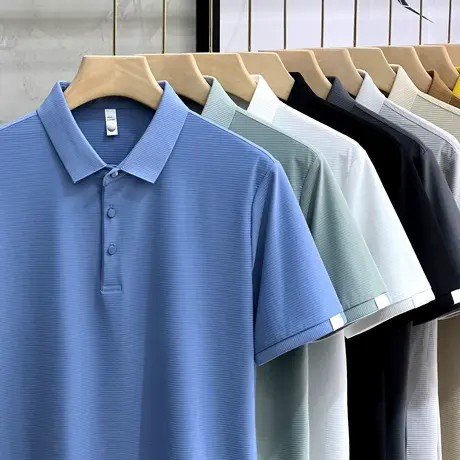 肌理暗纹夏季丝光棉高端polo衫男士短袖商务冰丝翻领T恤上衣保罗商品大图