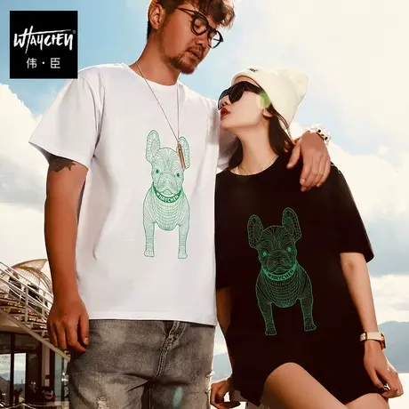 伟臣大码男装夏季短袖T恤胖子加肥加大纯棉卡通印花半袖肥佬上衣商品大图