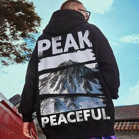 日系原宿风加绒卫衣男连帽胖子潮牌港风oversize宽松大码秋冬外套图片